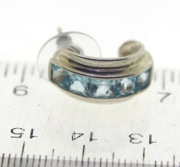 Sterling Silver Blue Topaz Hoop Earrings