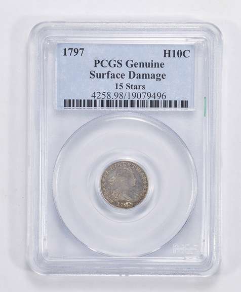 Genuine 1797 Draped Bust Half Dime - 15 Stars - PCGS Graded