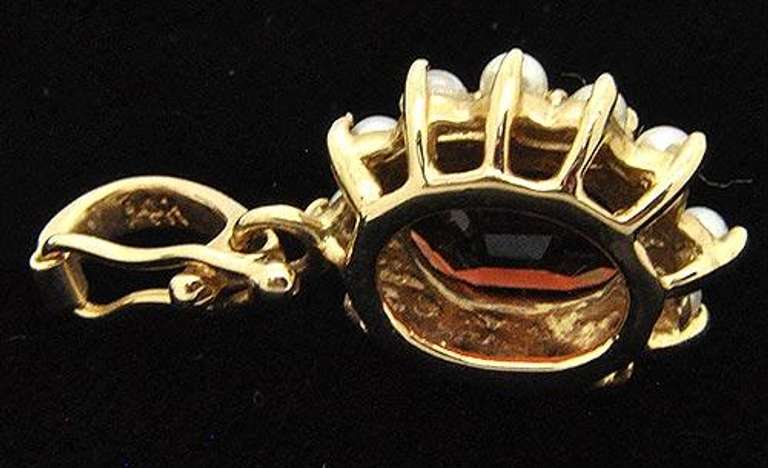 LADIES 14 KT TOPAZ AND DIAMOND PENDANT