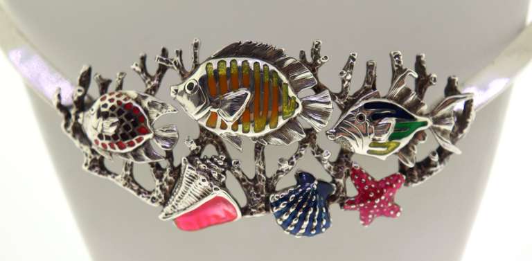 Vintage Kabana Sterling Silver Collar Necklace