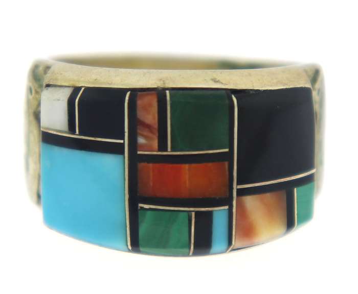 Sterling Silver Enamel Mosaic Ring