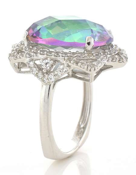 Colorful Mystic Topaz & White Topaz Ring in Sterling Silver