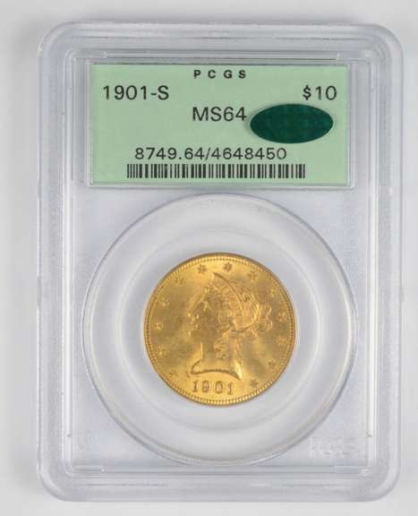 MS64 1901-S $10 Liberty Head Gold Eagle - CAC - Graded PCGS