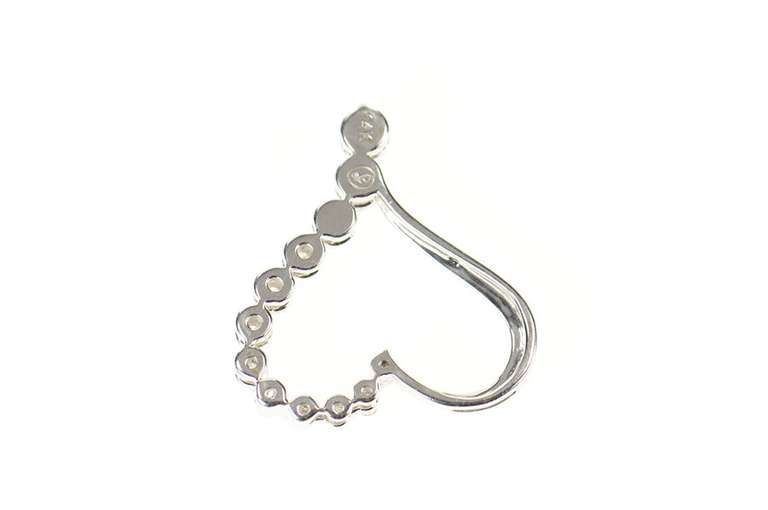 14K White Gold 0.48 Ctw Graduated Diamond Curvy Heart Love Pendant