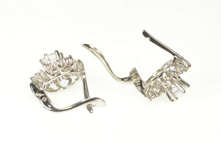 18K White Gold Cubic Zirconia Retro Halo Burst Snowflake Earrings