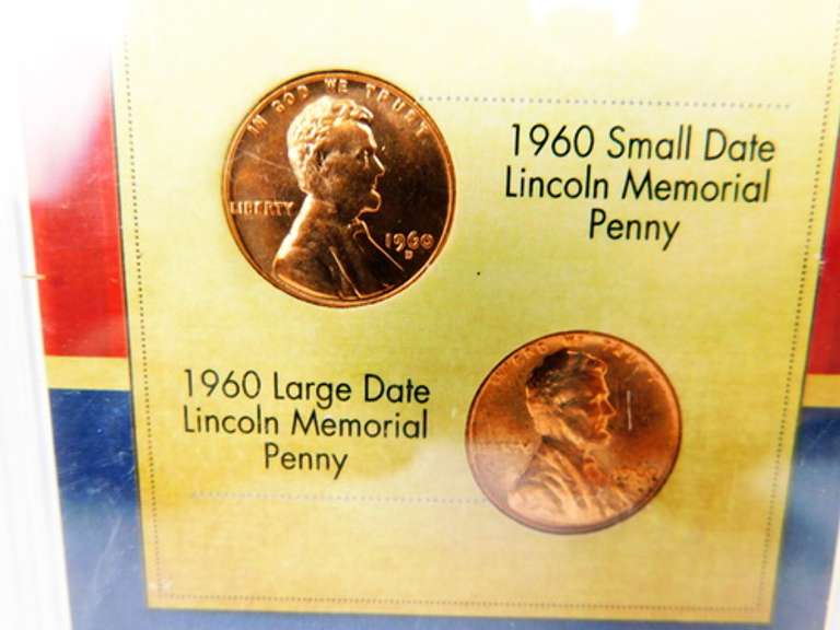 1960 Lincoln Memorial Small & Large Date Pennies w/COA