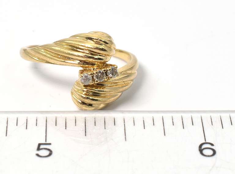 Unusual Wraparound-Style Ring with Diamonds in 14KT Yellow Gold