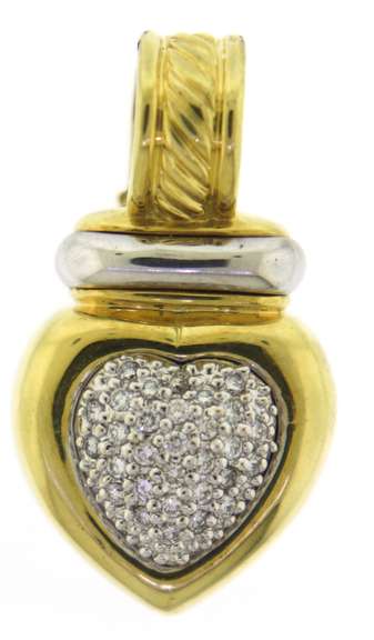 Stylish 18kt David Yurman Pave Diamond Heart Pendant