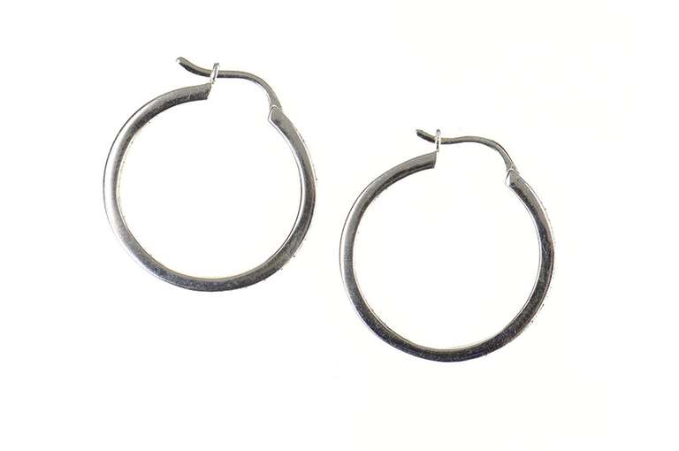 14K White Gold 0.26 Ctw Diamond Inside Outside Classic Hoop Earrings