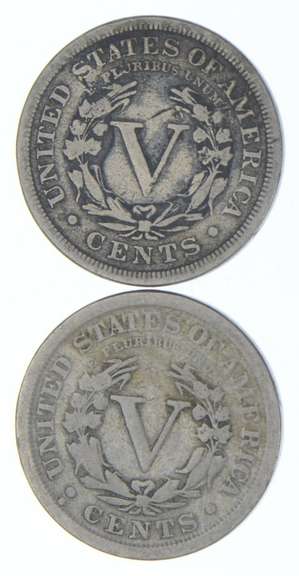 Lot (2) 1883 W/CENTS & 1912-S Liberty V Nickel