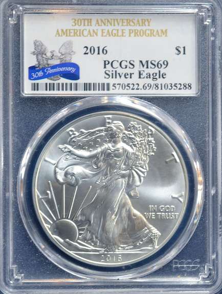 2016 MS69 SILVER EAGLE, PCGS
