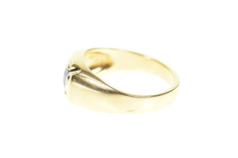 10K Yellow Gold Faceted Syn. Sapphire Men's Statement Ring