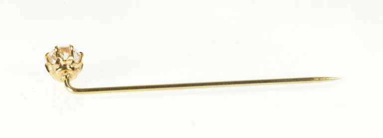 Gold Filled Victorian Round Crystal Solitaire Stick Pin