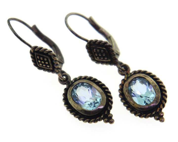 Sterling Silver Blue Topaz Drop Earrings