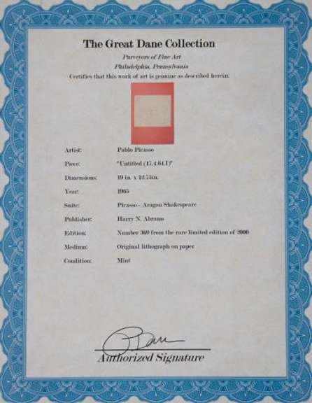 PABLO PICASSO UNTITLED (17.4.64.I) 1965