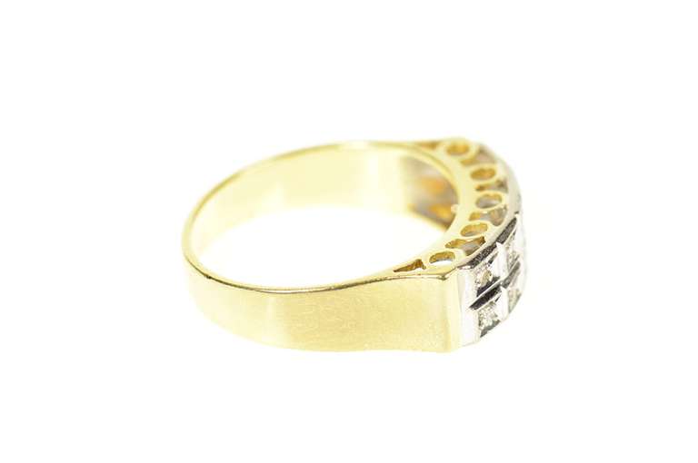 18K Yellow Gold Squared Diamond Geometric Statement Band Ring