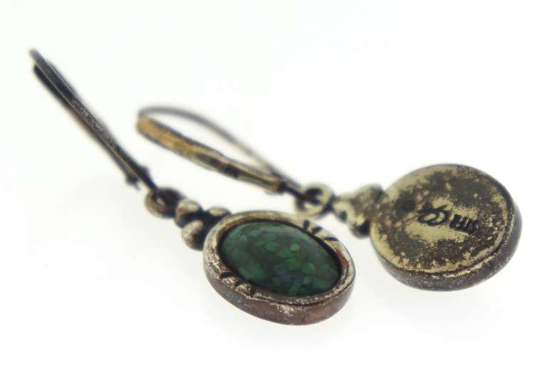 Sterling Silver Green Gemstone Earrings