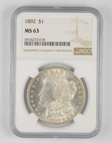 MS63 1892 Morgan Silver Dollar - Graded NGC