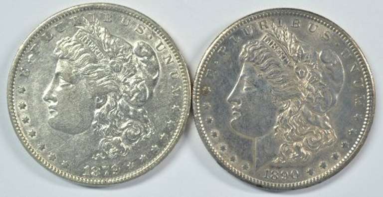 Real nice 1879 and 1890-S Morgan Silver Dollars