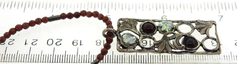 Sterling Silver Pendant on Beaded Gemstone