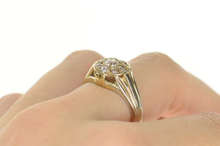 14K White Gold 0.90 Ctw Victorian Diamond Men's Antique Ring