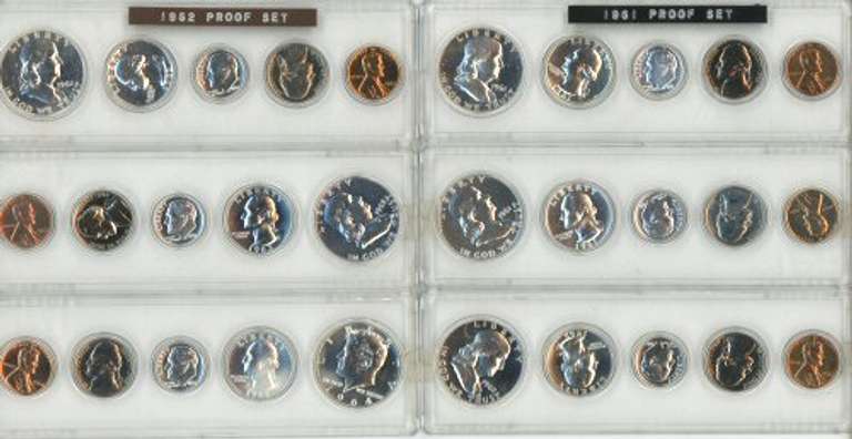 6 Assorted Gem Proof Sets 1961 to 1964. Custom holders