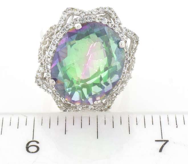 Colorful Mystic Topaz & White Topaz Ring in Sterling Silver