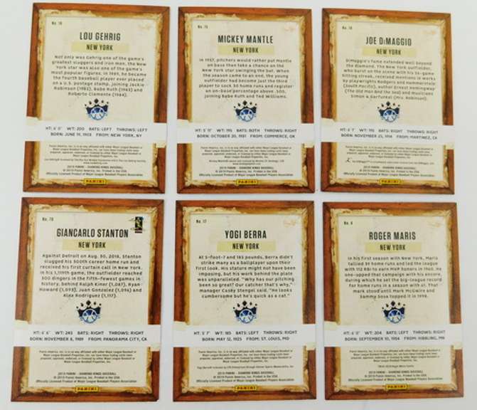 6 Panini 2019 Diamond Kings Baseball Cards, All Greats