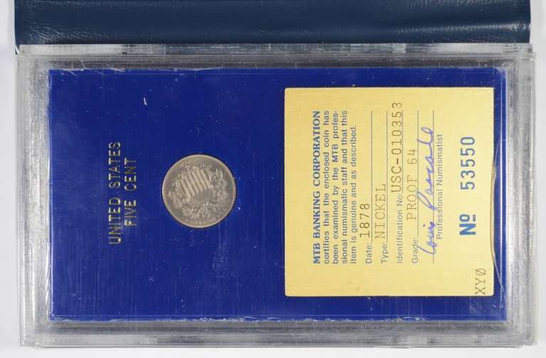PF64 1878 Shield Nickel - Graded MTB - Nice Holder - Proof