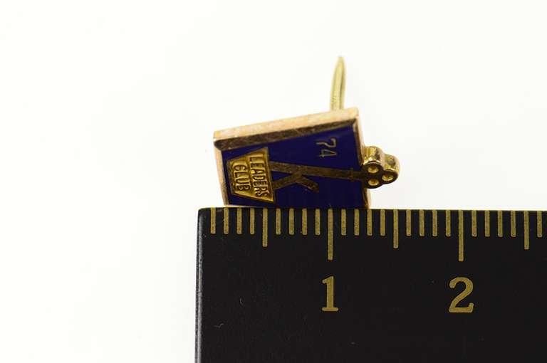 10K Yellow Gold K Blue Enamel Leaders Club 74 Lapel Pin/Brooch