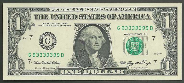 $1 2006 G 93339399 D BINARY SERIAL FANCY TWO DIGIT NUMBER GEM CU