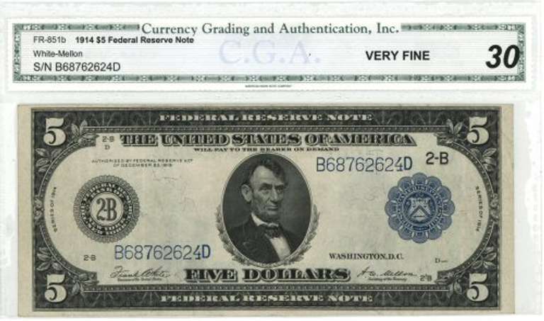 Nice 1914 Series Large Size Federal Reserve Note. VF30