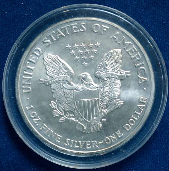 2003 SILVER EAGLE BALTIMORE RAVENS COLORIZED IN CAPSUL