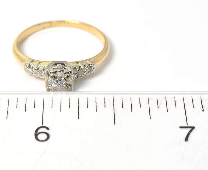 Dainty Diamond Ring with Enhancers in Two-Tone 14KT Gold