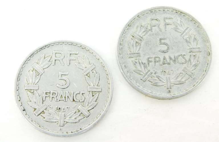 2 French 5 Francs 1947 Coins