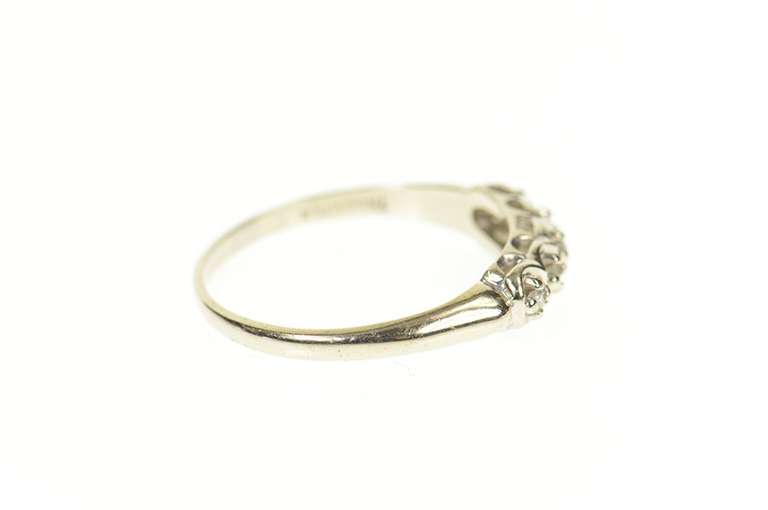 14K White Gold Five Stone Classic Diamond Wedding Band Ring