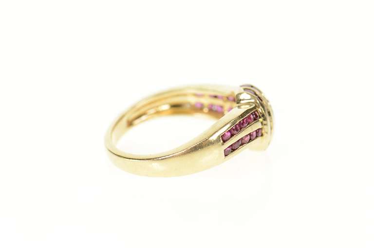 14K Yellow Gold Natural Ruby Criss Cross Knot Statement Ring