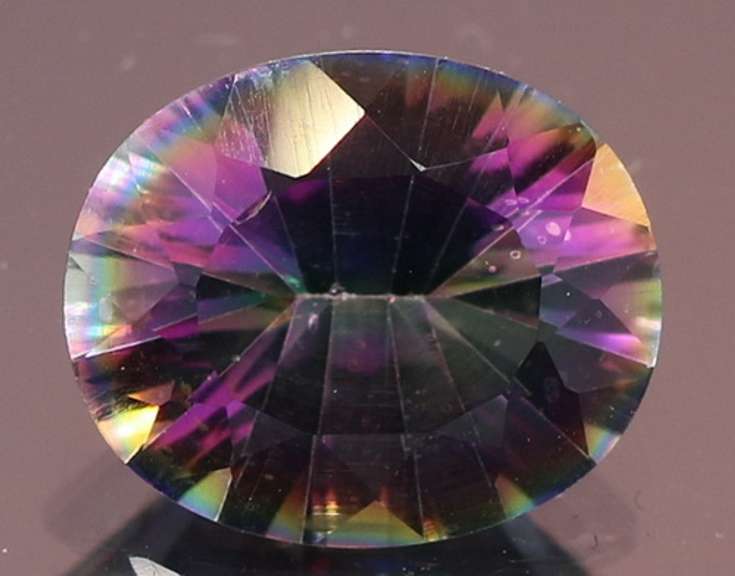 Rainbow color 3.96ct concave cut Mystic Quartz