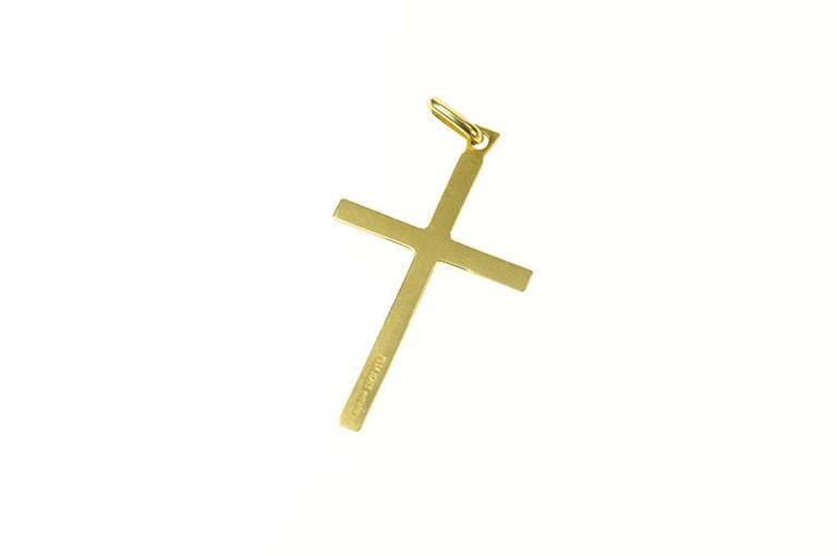 14K Yellow Gold Curvy Design Cross Christian Faith Pendant
