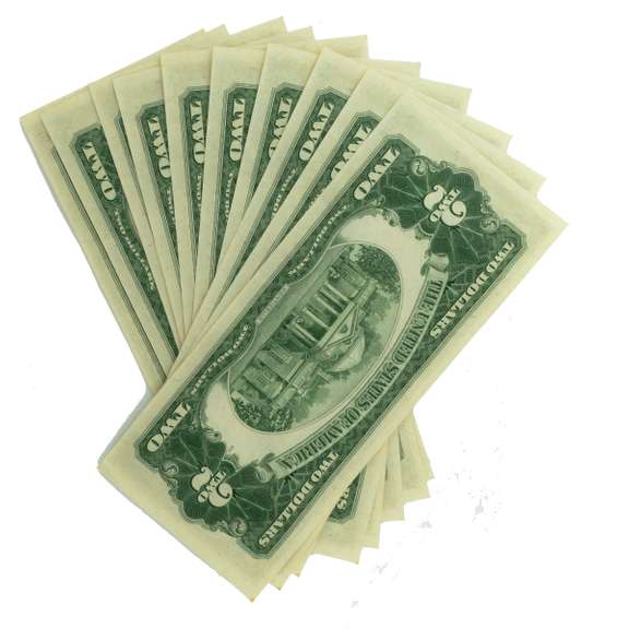 10 Consecutive 1953 B Series $ 2 US Notes From a Pack