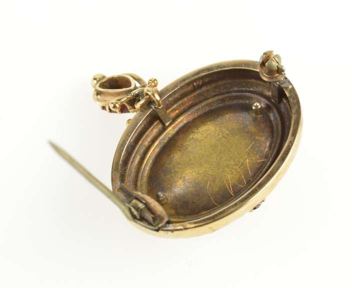 14K Yellow Gold Victorian Seed Pearl Tourmaline Statement Pin/Brooch