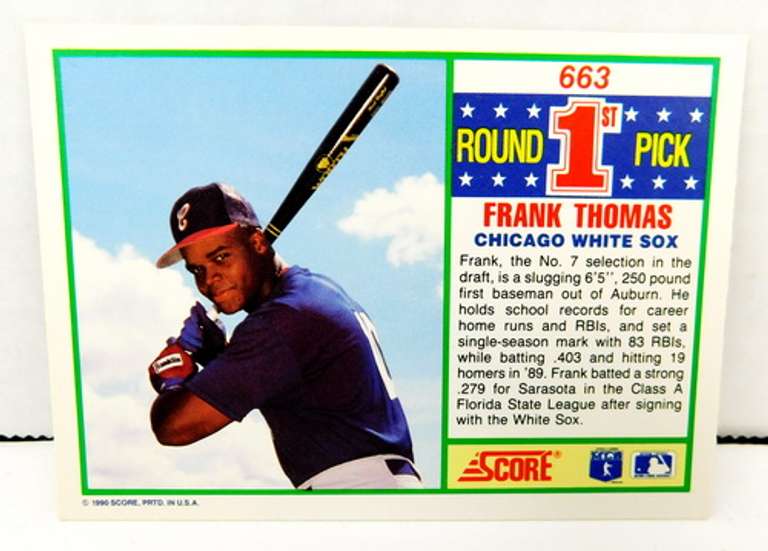 Frank Thomas 1990 Score Rookie Baseball Card