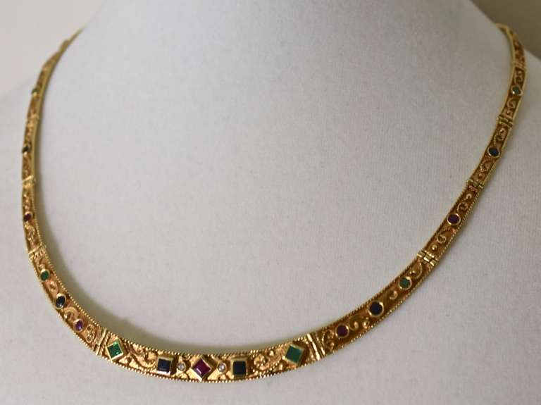 Fabulous Byzantine-Inspired Multi-Stone 18K Necklace