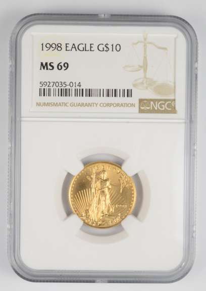 MS69 1998 $10 American Gold Eagle 1/4 Oz - Graded NGC