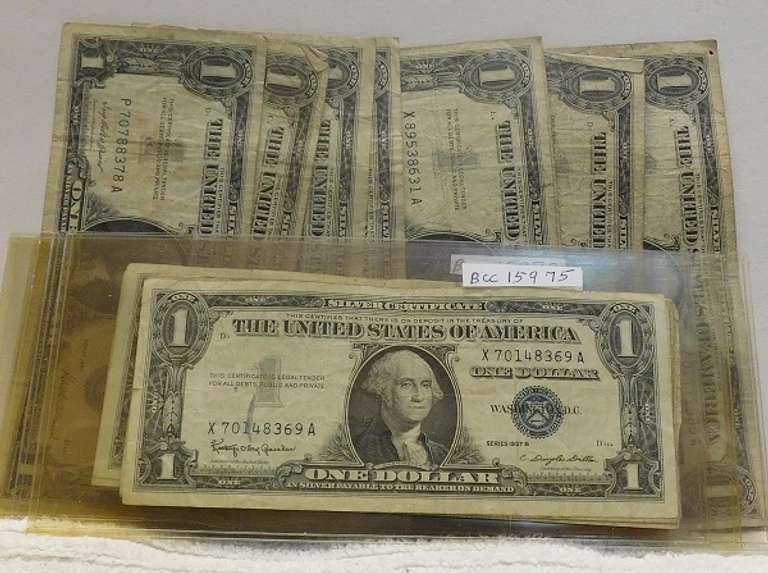 10 ea 1957 & -A & -B Sil Cert $1.00 circ