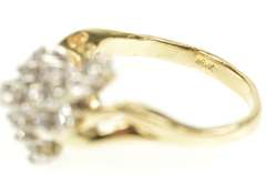 14K Yellow Gold 0.45 Ctw Diamond Freefrom Cluster Statement Ring