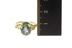 14K Yellow Gold Faceted Oval Mystic Topaz Statement Ring