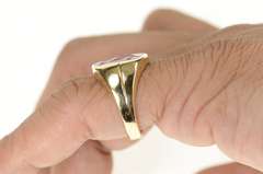 10K Yellow Gold Syn. Ruby Intaglio Men's Retro Statement Ring