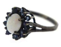 Sterling Silver opal with Blue Sapphire Ring