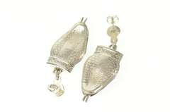 Sterling Silver Melesio Villarreal Taxco Enamel Ornate Snake Earrings